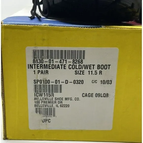 Men's 11.5R Belleville Cold/Wet Boots Insulated, Waterproof, Durable New in Box